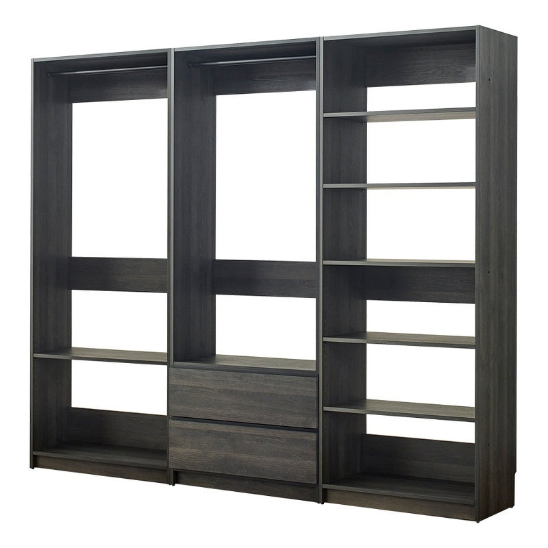 Home Imports Emporium Freestanding Walk In Closet System for Closet Room Open Configuration Wood Build Modern Style Gray Finish for Storage Organization