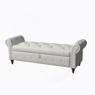 63" Bed Bench Tufted Fabric