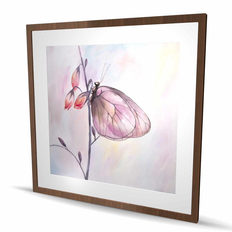Délicat papillon - imprimé floral mat pour la décoration intérieure, H 36 po x l 36 po, Brun