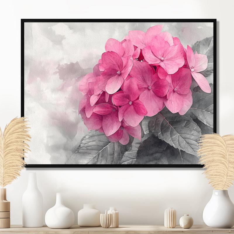 Keziah - Floral Wall Art, Floater Framed Print, 34" H x 44 W, Black