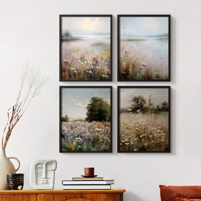 Vintage Floral Print CCXXX  Framed Print - Set of 4