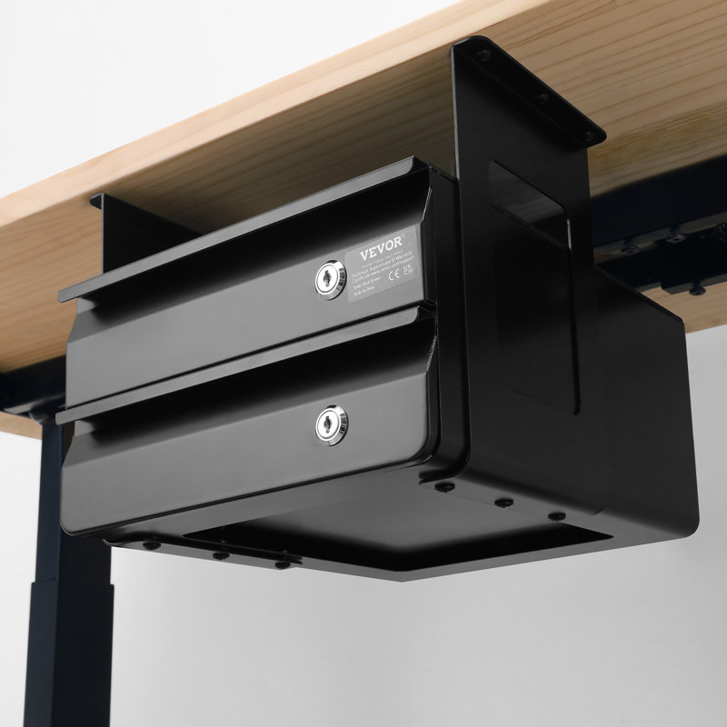2 Drawer 13" Lockable Under Desk Drawer Organizer Slide-out Drawer Home Office
