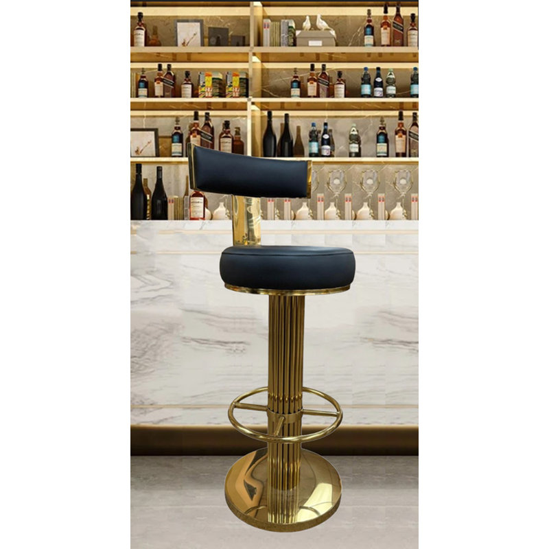 Fabrizio Upholstered Adjustable Stool, Black