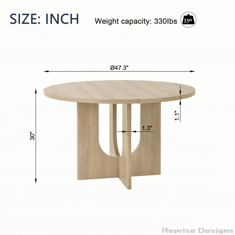 Table de salle à manger moderne pour 4 personnes, table de salle à manger ronde 47,3 pouces Farmhouse pour cuisine, salle à manger et salon