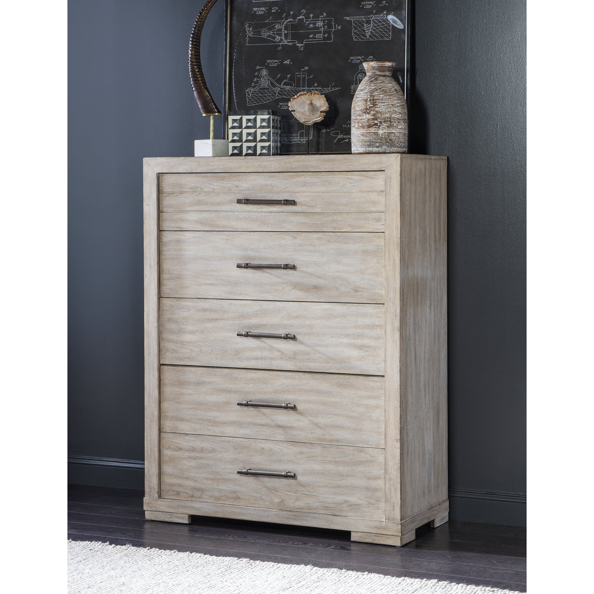 Appleton 5 Drawer 44'' W Dresser, Weathered Oak