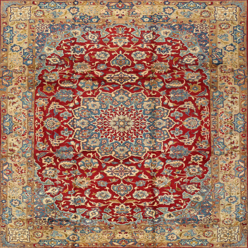 Tapis de style oriental rouge, Rond 8 pi