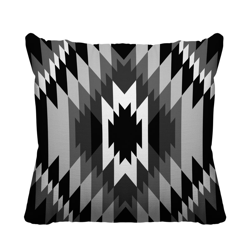 Juan Outdoor Reversible Throw Pillow, 15H" x 15W", Black
