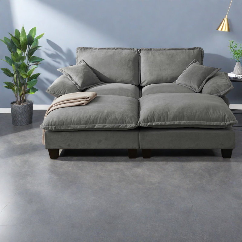 Cloud Comfort Sectionals Chenille 76 Inch Modern Sofa For Home Living