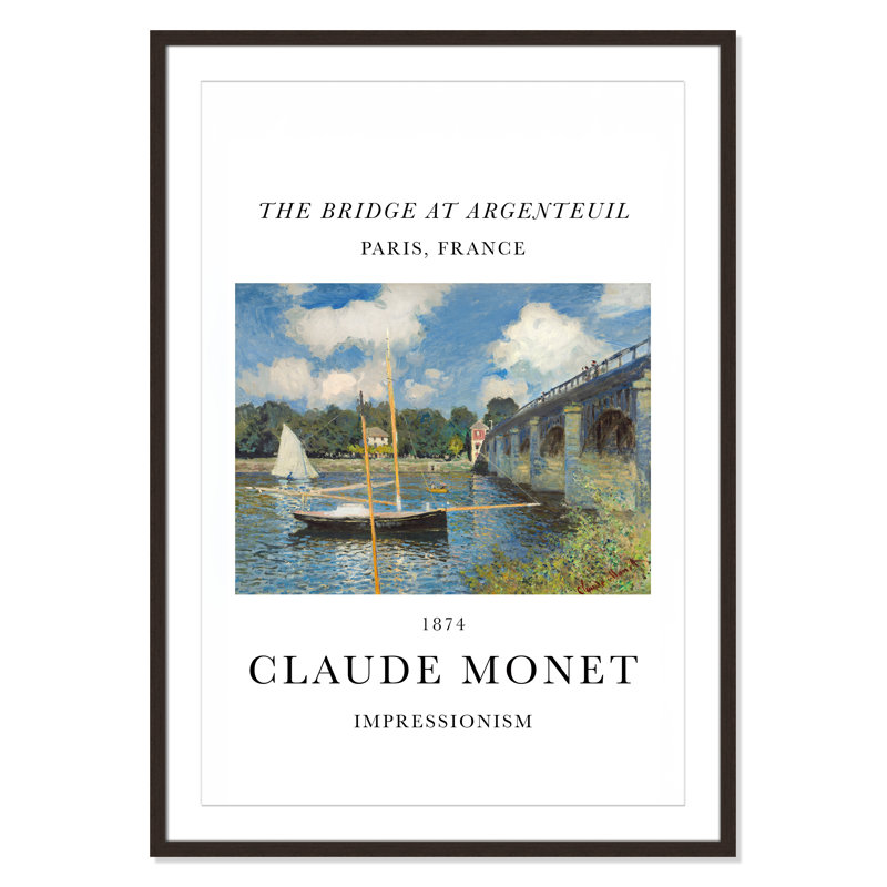 Pont à Argenteuil par Claude Monet, Cadre photo simple noyer, Oui, H 41,5 po x l 29,5 po x P 1,25 po