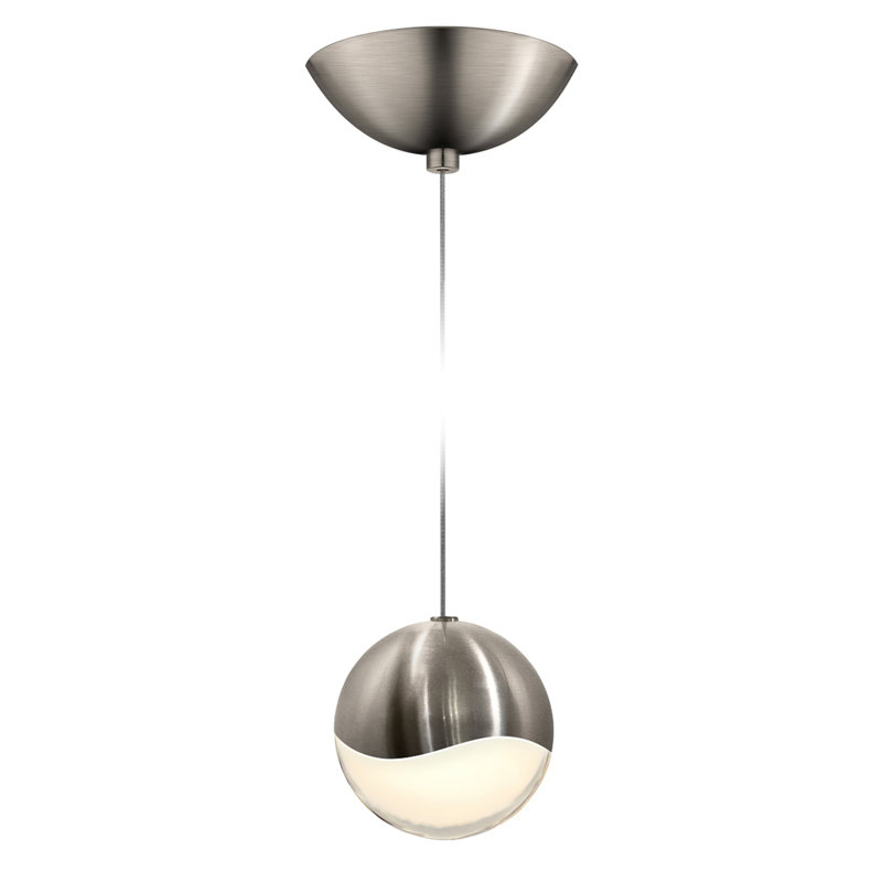 Grapes 1 - Light LED Single Pendant, 3.75" H x 3.75" W x 3.75" D, Satin Nickel, White