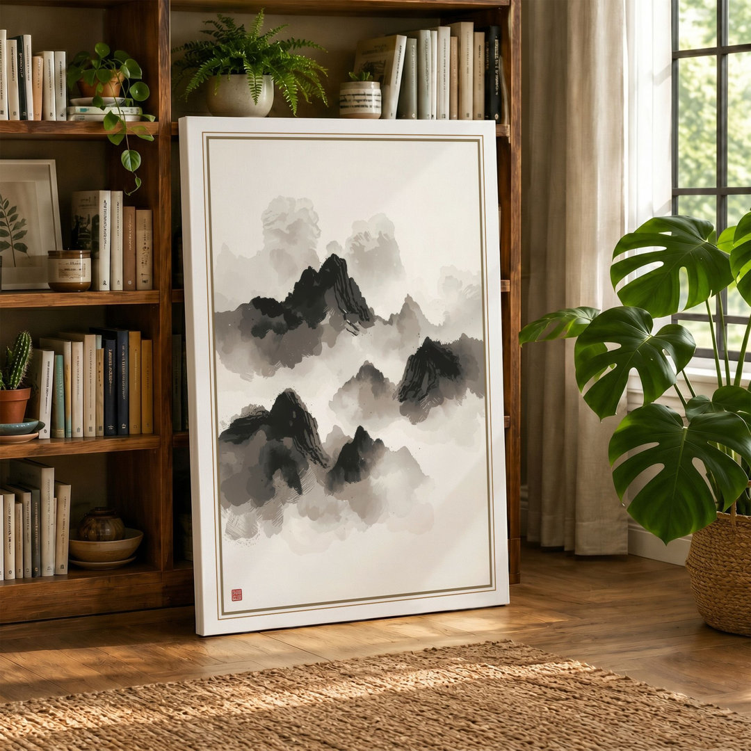 Misty Mountain Peaks Japandi - Wrapped Canvas