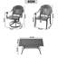 L'ensemble de salle à manger toutes saisons en fonte d'aluminium comprend 2 chaises pivotantes, 4 chaises et une table rectangulaire avec cadre noir