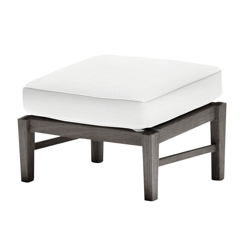 Croquet Teak Ottoman - Oyster, Welt, Rollo Lace InsideOut® Linen, Oyster Teak