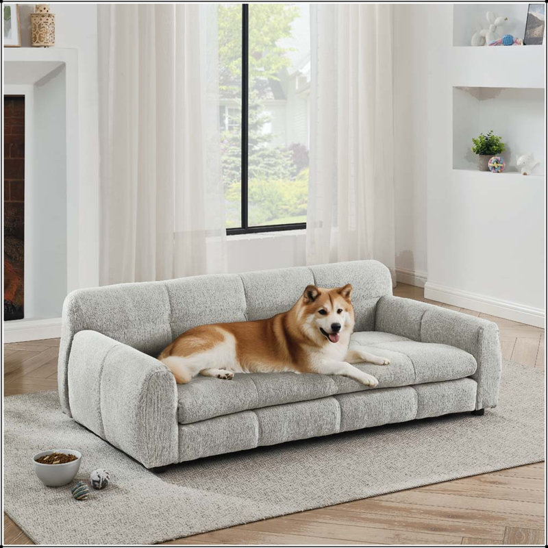 Canapé pour chien doux et confortable avec dossier et accoudoirs pour chiens surdimensionnés (gris foncé), Dark Grey