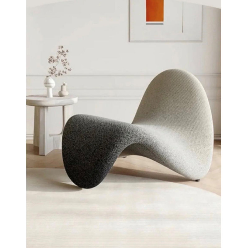 Upholstered Accent Chair, Black/White Polyester Blend