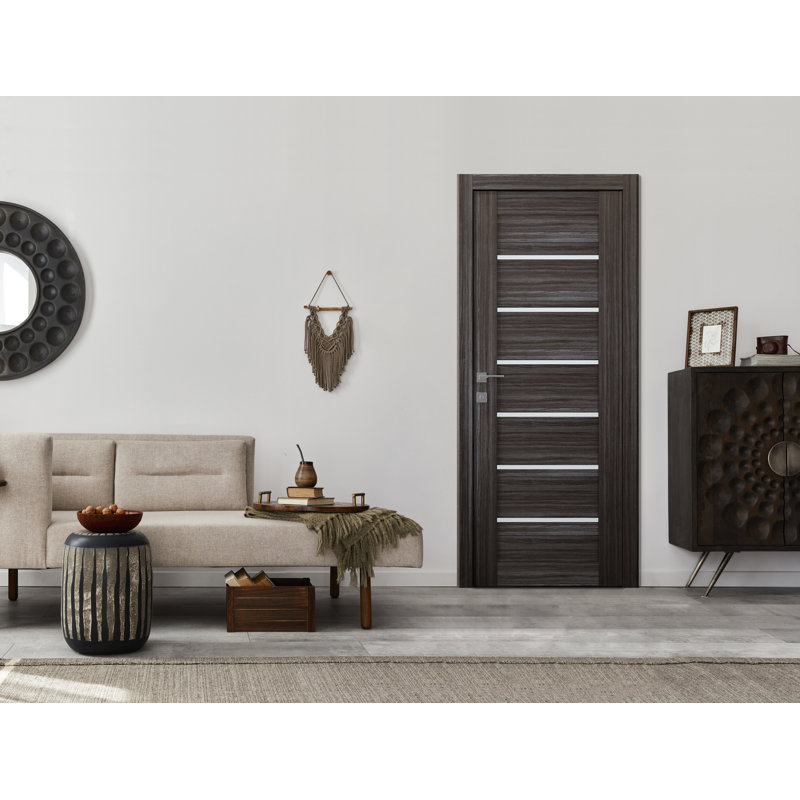 Dalle de porte intérieure en bois givré Elba, Chêne gris, 29,75 po x 83,23 po
