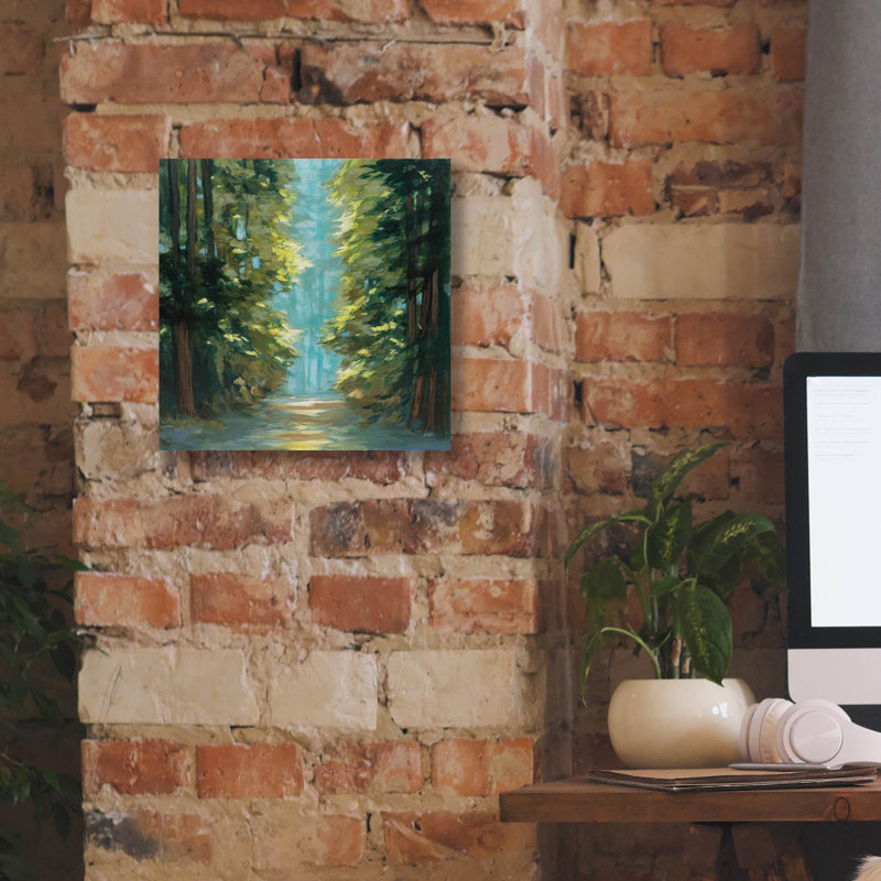 "Epic Graffiti" Sunlit Forest "par Julia Purinton, art mural sur toile, H 12 po x l 12 po x P 0,75 po