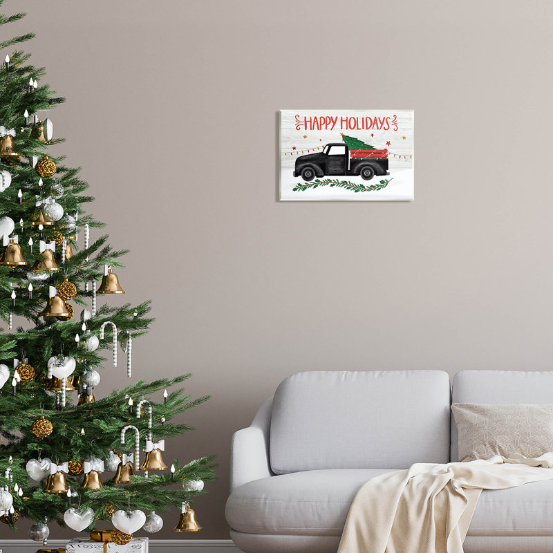 Joyeuses Fêtes, arbre de Noël at-229, H 10 po x l 15 po x P 0,5 po, Bois