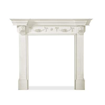 Beige Manufactured Wood Freestanding Fireplace