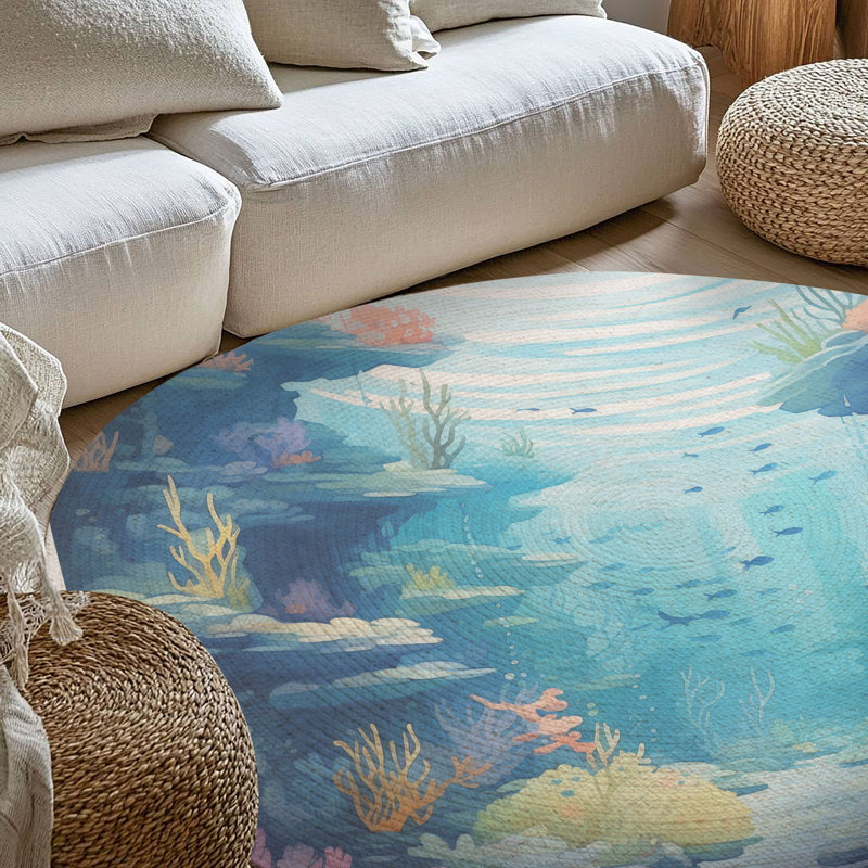 Tapis tressé Hidden Sea Wonders, Rond 5 pi