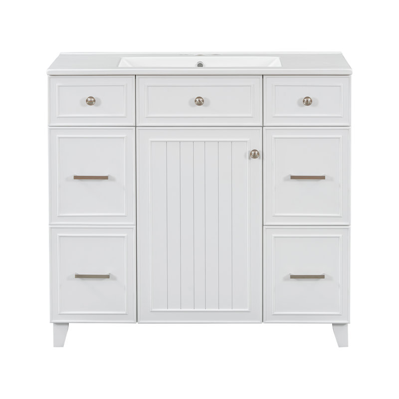 Meuble-lavabo 36 po avec lavabo en céramique, Blanc