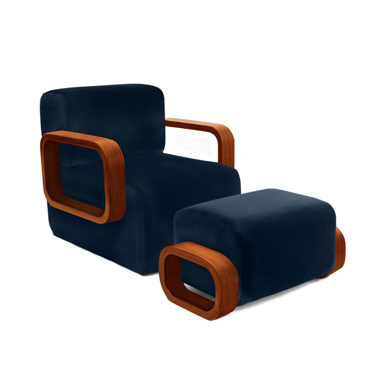 Cayenne Lounge Chair, Ocean Velvet, Walnut