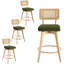 Tabouret de comptoir pivotant de style moderne Mid-Century de 26,2 po Anandi avec dossier en rotin de canne et structure en bois massif-134079761-131199529