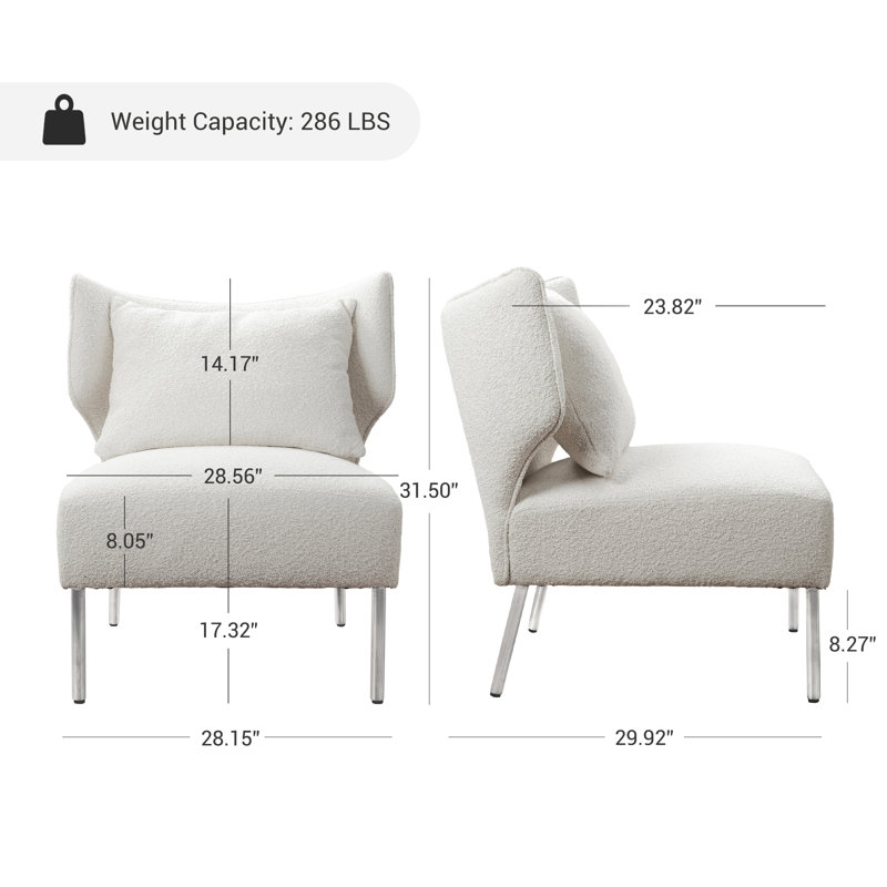 28.15''w Upholstered Accent Barrel Chair With Removable Back Cushion, White Polyester