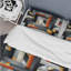Ensemble de housse de couette en microfibre à motif géométrique orange et gris-1803863205