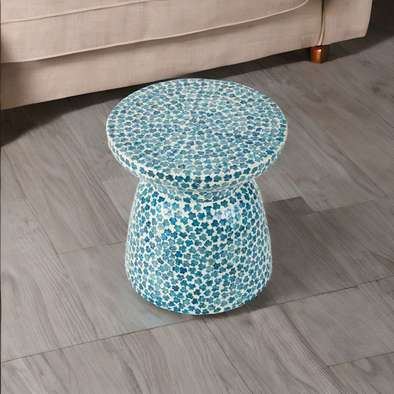 Table de bout ronde bleue
