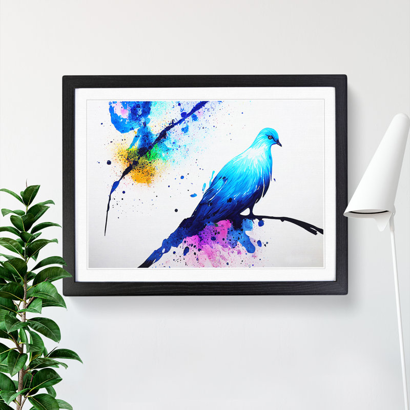 Dove Bird Splash Vol.5 Abstract - Single Picture Frame Painting, Black Framed, 34cm H x 46cm W x 2cm D