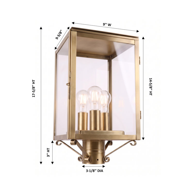 Westbrook 17.5'' Hardwired Outdoor Lantern, Antique Brass, Clear