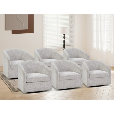 Newbury 28.35"W Modern Microfiber Upholstered Swivel Barrel Accent Chair with removable cushion, No Assembly Required (Set Of 6)