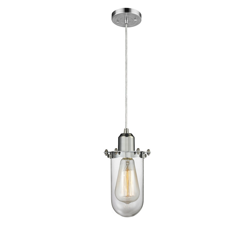 Luminaire suspendu géométrique 1 lumières simple Carrie, Transparent, Chrome poli