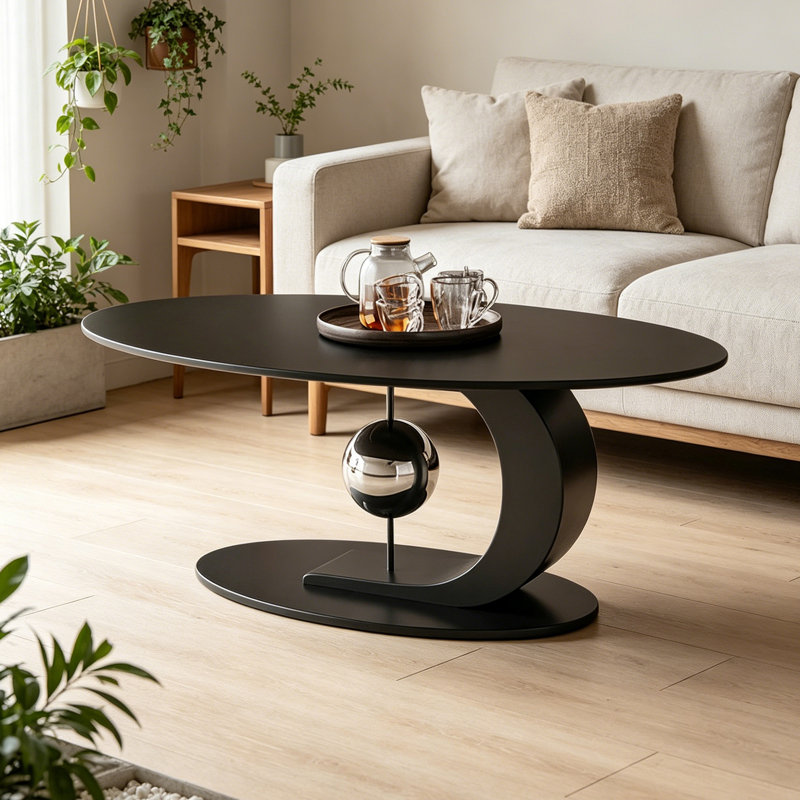 Table basse Italian Minimal Stylish, H 17,71 po x L 47,24 po x l 23,62 po, Noir