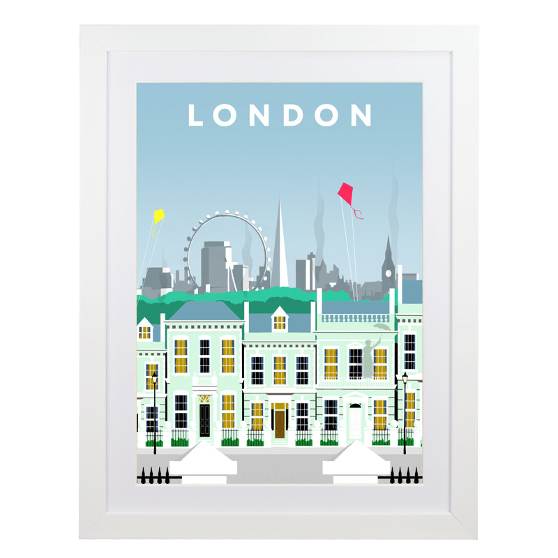 London Cherry Tree Lane by Richard O'Neil - Print, White Wood Frame, 54 cm H x 44 cm W x 2.2 cm D