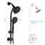 Pomme de douche double haute pression combinée, pomme de douche à pluie avec douchette, barre coulissante sans perçage de 26 po, boyau de 5 pi et inverseur à 3 voies, noir mat, valve non incluse-134490933