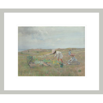 Gathering Flowers Shinnecock Long Island by William Merritt Chase -Framed Giclee Print