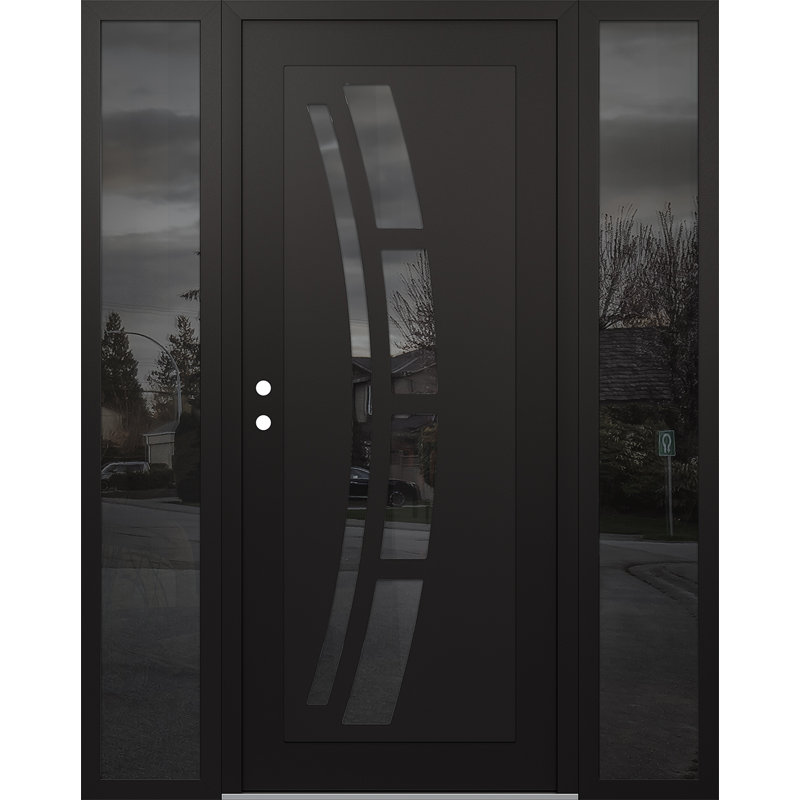 C12 droite 64 po C12 X 80 po Panneau d'entrée en verre noir et noir à panneau avec 2 portes avant en verre à miroir, Oui