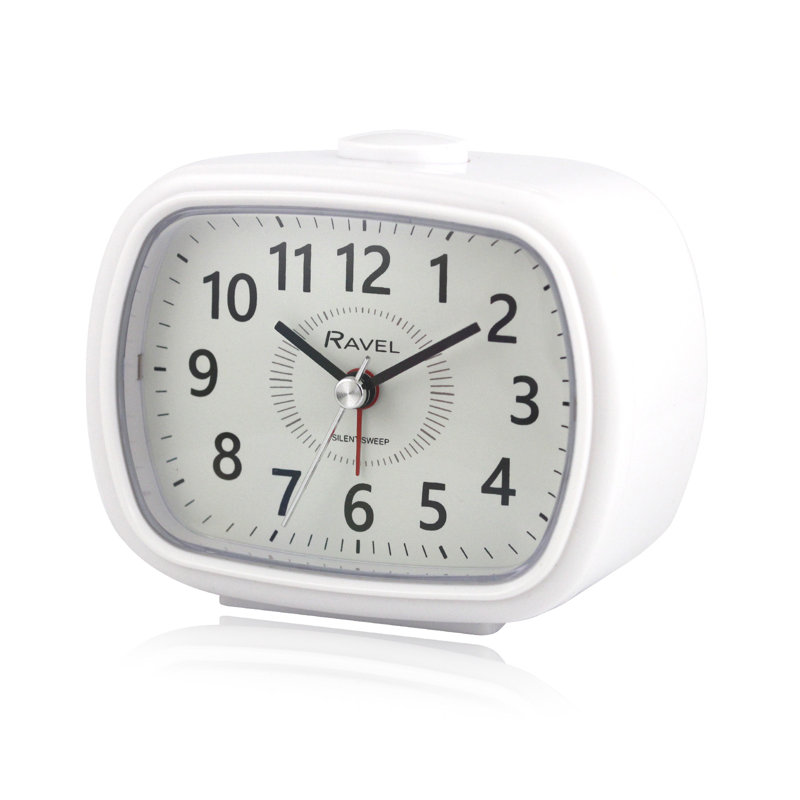 Quartz movement / Crystal Alarm Tabletop Clock, White