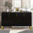 Modern Sideboard With Four Doors, Metal Handles & Legs And Adjustable Shelves Kitchen Cabinet (Black)-2114672569