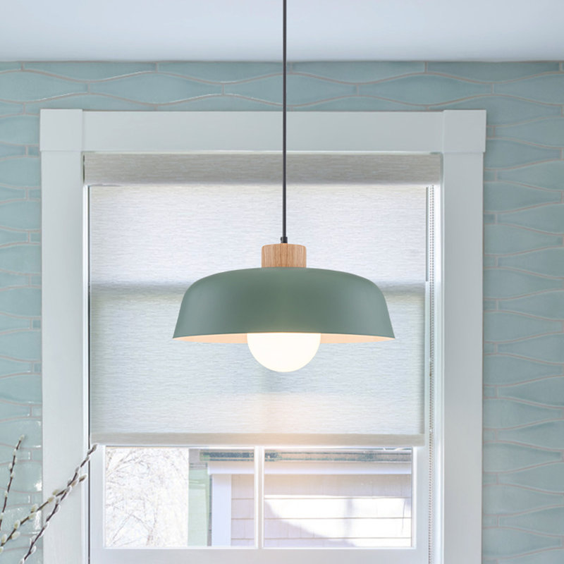Luminaire suspendu en dôme vert 1 lumière