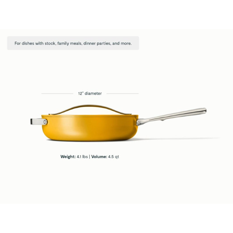 Caraway 4.5Qt Nonstick Ceramic Saute Pan W/ Lid, Marigold