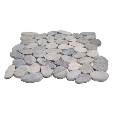 Tuile de pebble en pierre naturelle 12" x 12" cut flat