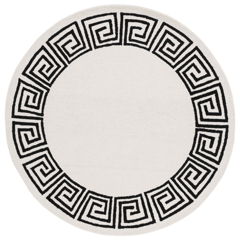 Tapis ivoire / noir Wommack Oakhur, Rond 6 pi
