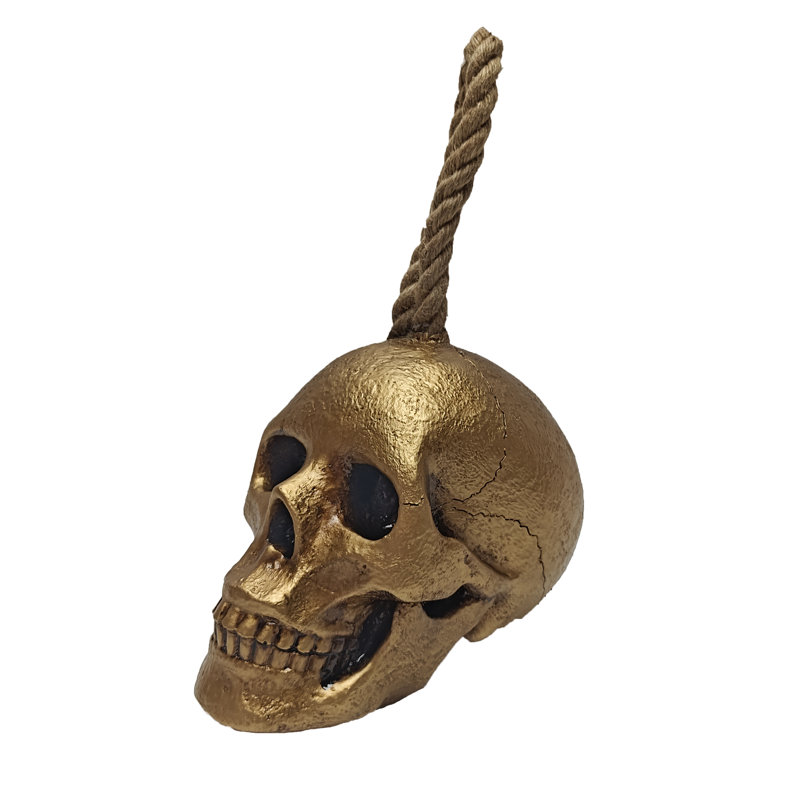 Butoir de porte en forme de crâne doré, décor d'Halloween gothique