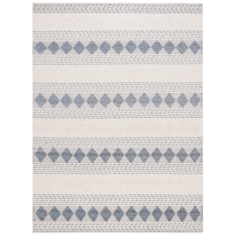 Slatington Hand Loomed Wool/Cotton Southwestern Rug in Ivory/Gray, Rectangle 8' x 10'