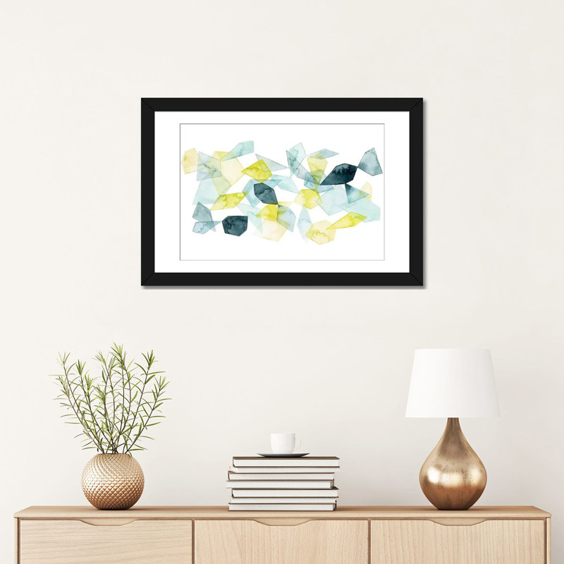« mer abstract abstract i », impression sur toile, Papier d'art encadré noir, H 16 po x l 24 po x P 1 po, Blanc