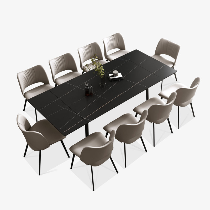Madlaina Dining Table And Chairs Set, Black, 7 Piece Dining Set