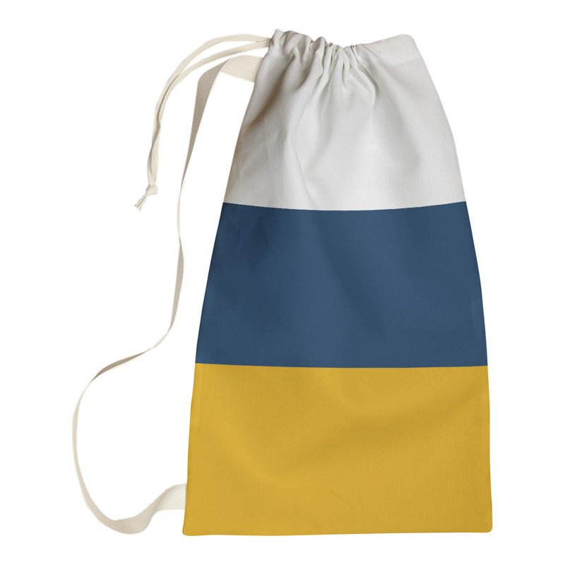 Laundry Hamper with Handles, Small (29" H x 18" W), White/Blue/Yellow